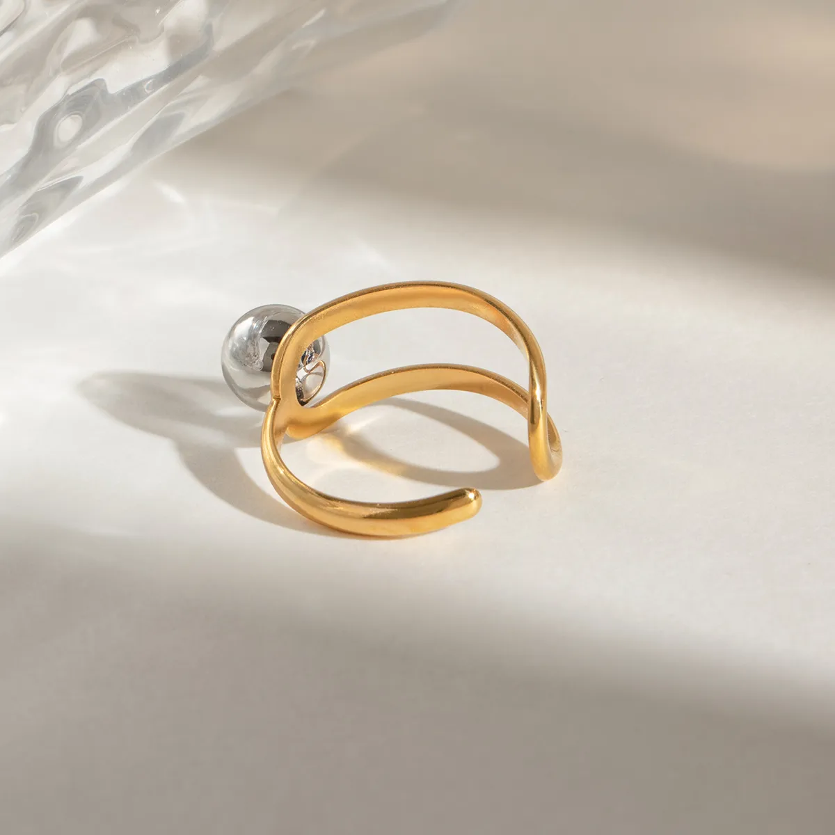Wholesale Jewelry Simple Style Classic Style Geometric 304 Stainless Steel Mixed Metal Open Rings display picture 7