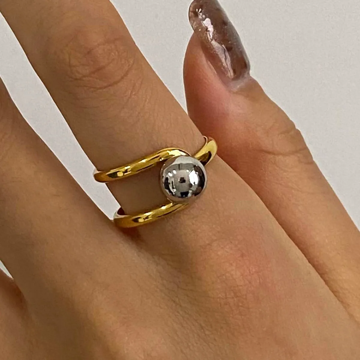 Wholesale Jewelry Simple Style Classic Style Geometric 304 Stainless Steel Mixed Metal Open Rings display picture 3