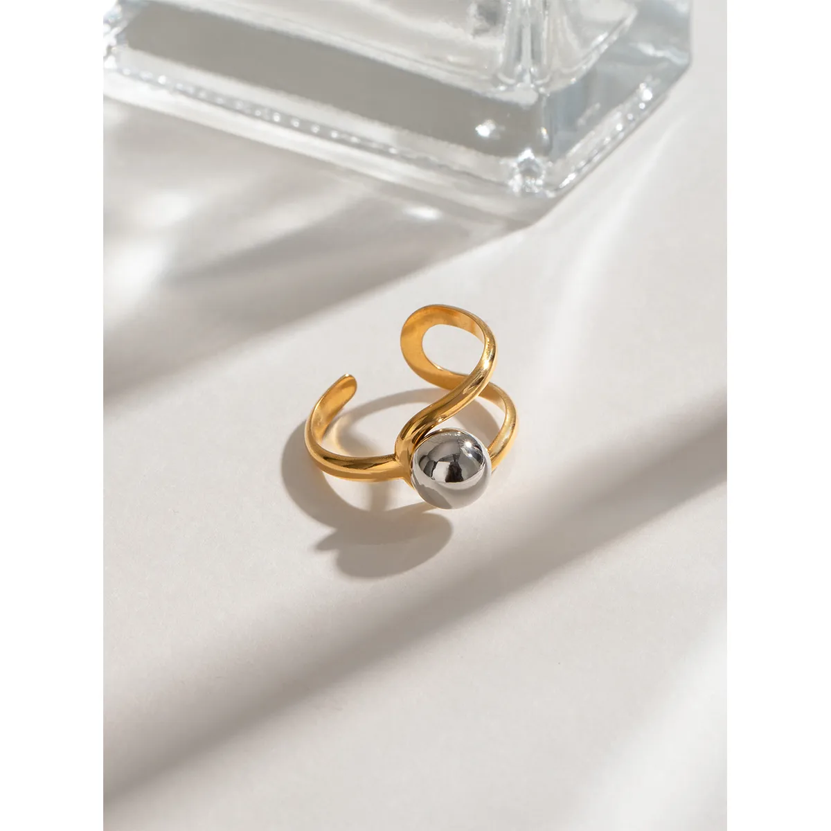 Wholesale Jewelry Simple Style Classic Style Geometric 304 Stainless Steel Mixed Metal Open Rings display picture 10