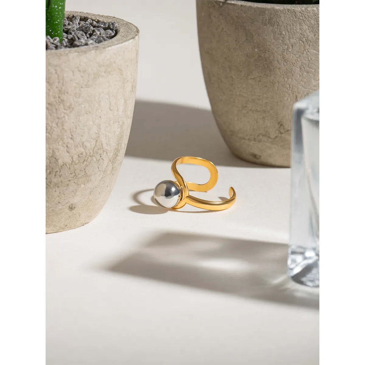 Wholesale Jewelry Simple Style Classic Style Geometric 304 Stainless Steel Mixed Metal Open Rings display picture 11