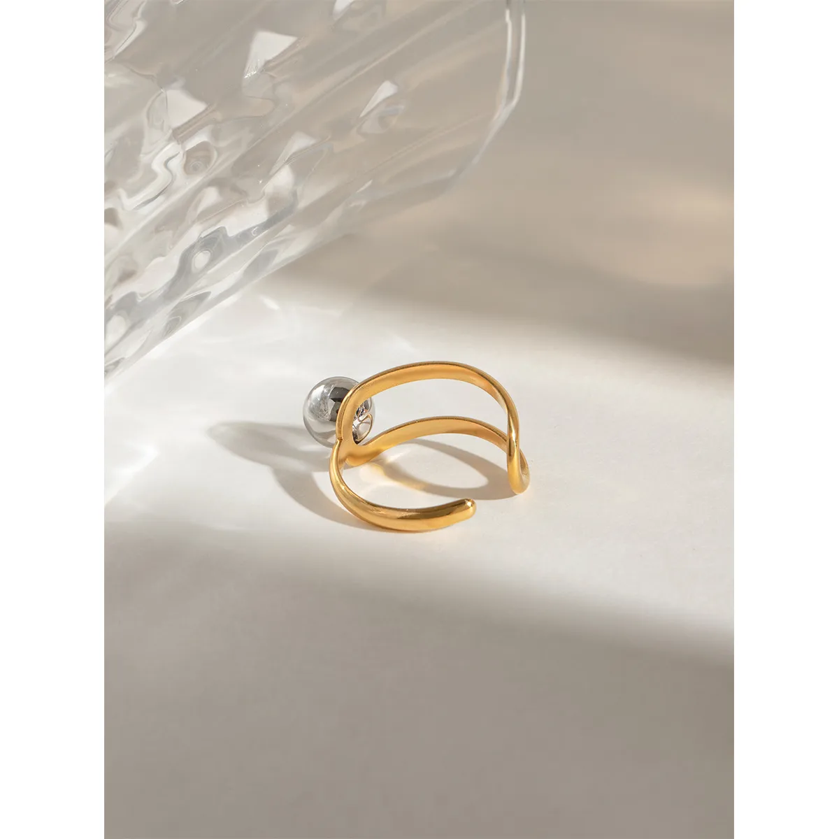 Wholesale Jewelry Simple Style Classic Style Geometric 304 Stainless Steel Mixed Metal Open Rings display picture 13