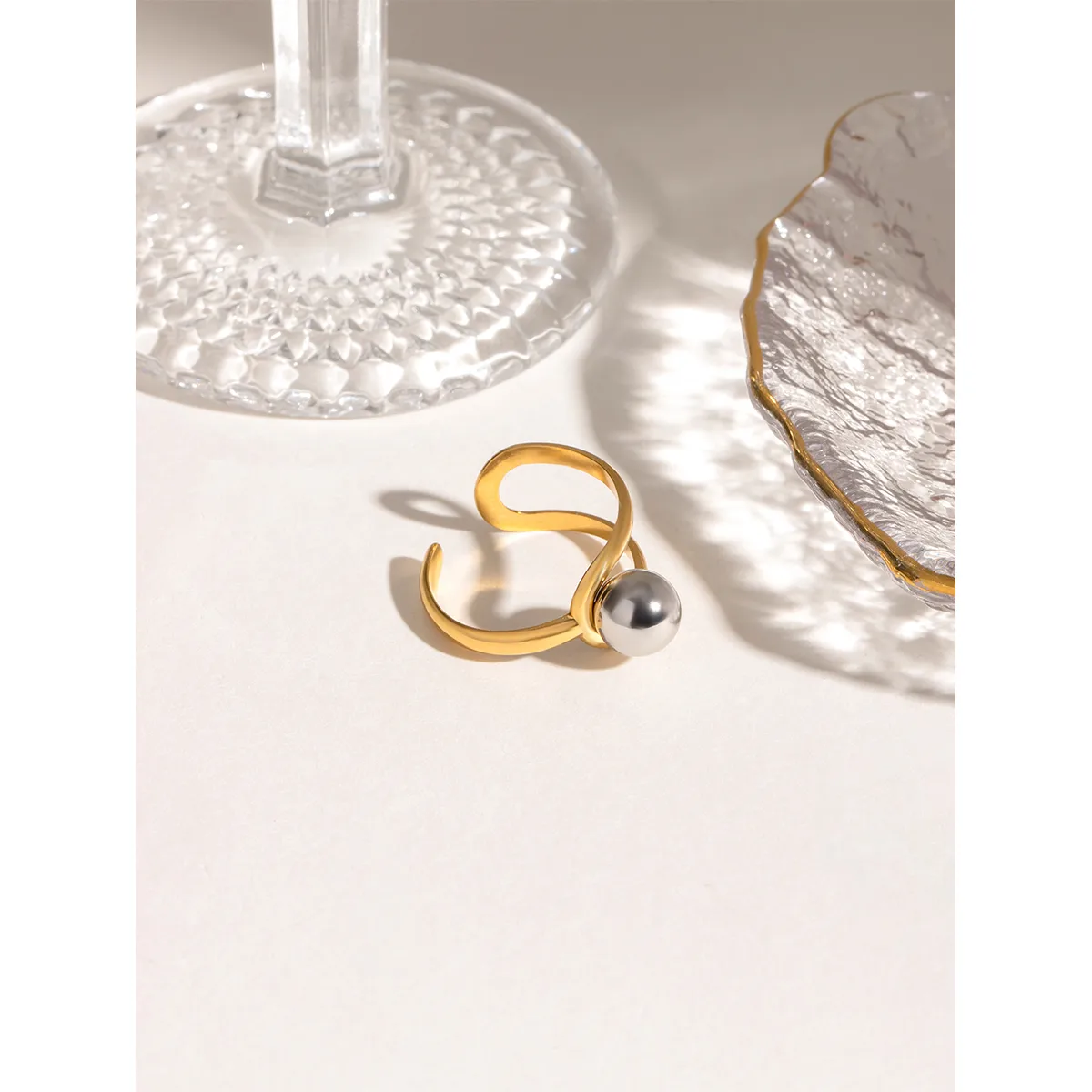 Wholesale Jewelry Simple Style Classic Style Geometric 304 Stainless Steel Mixed Metal Open Rings display picture 12