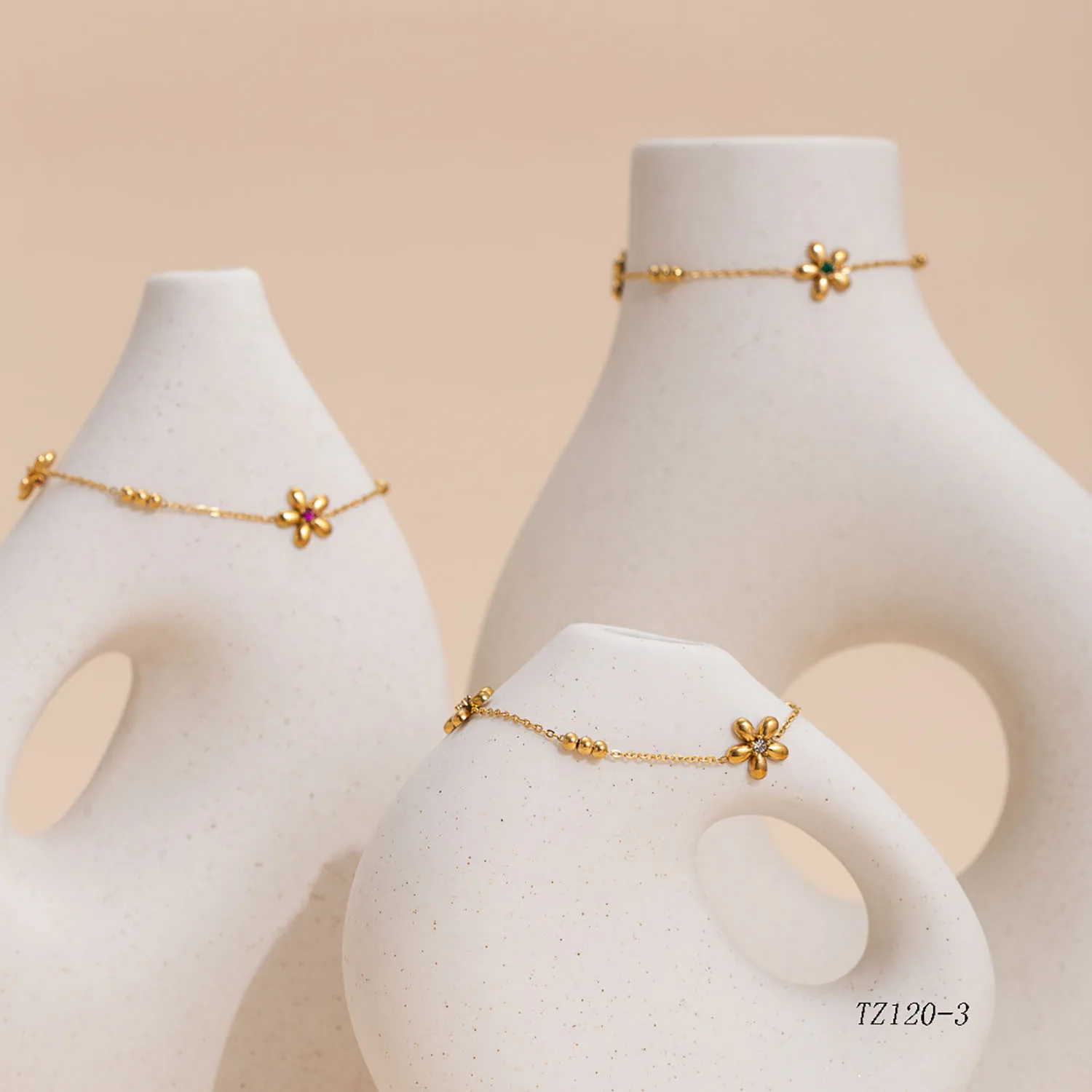 Simple Style Flower Titanium Steel Zircon Cable Chain Bracelets In Bulk display picture 3