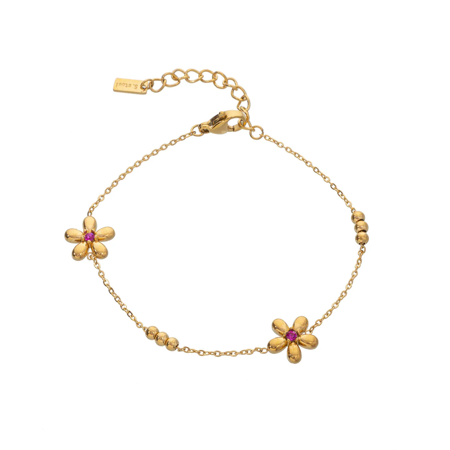 Simple Style Flower Titanium Steel Zircon Cable Chain Bracelets In Bulk display picture 5