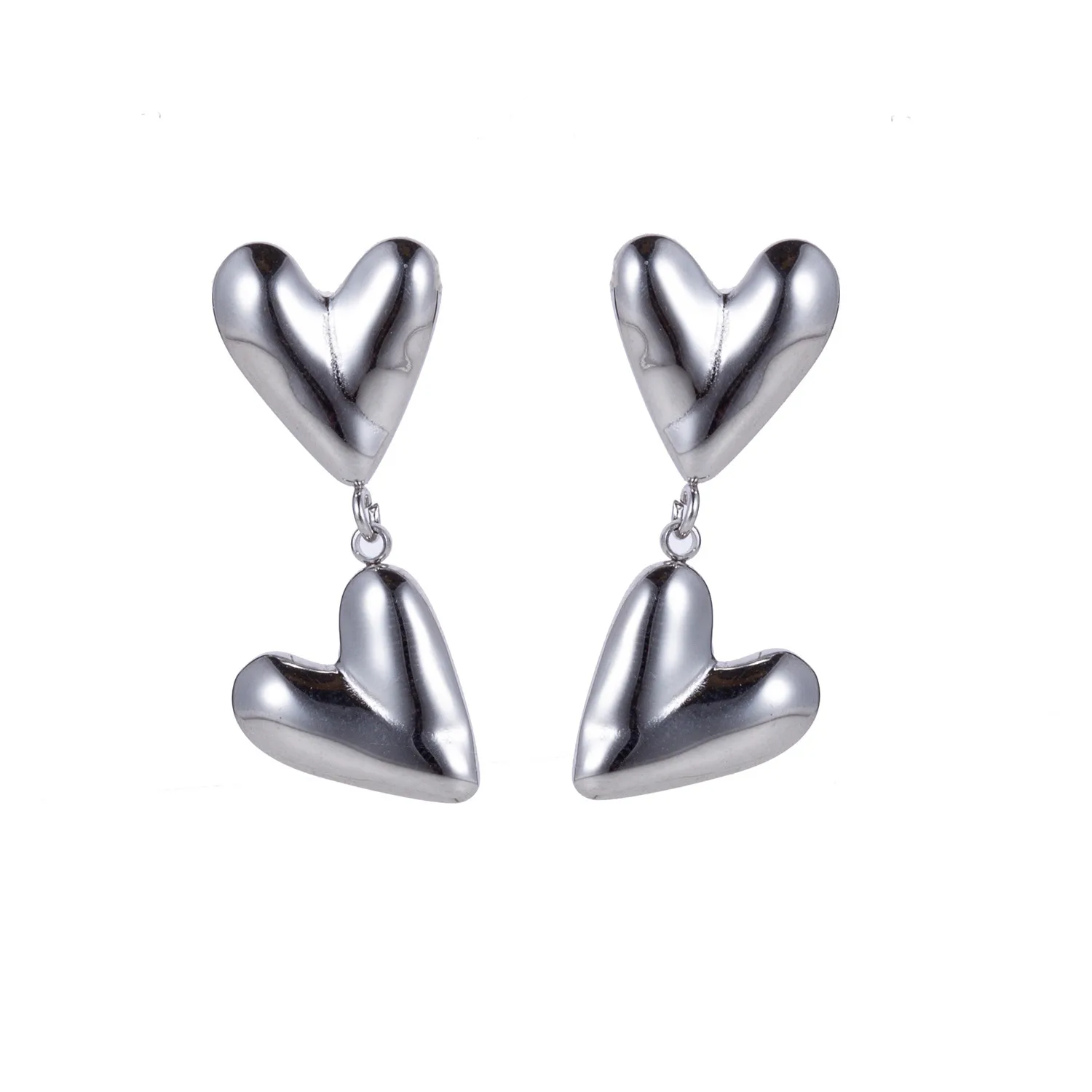 1 Pair IG Style Heart Shape Mixed Metal Inlay Titanium Steel Pearl Zircon Drop Earrings Ear Studs display picture 8