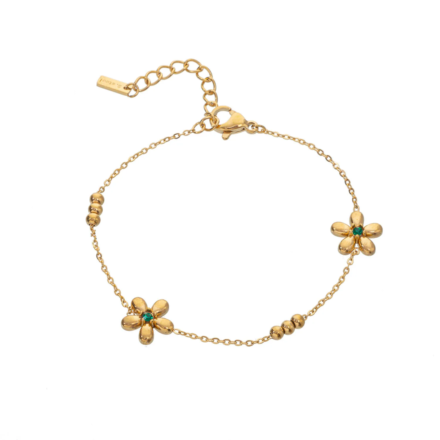 Simple Style Flower Titanium Steel Zircon Cable Chain Bracelets In Bulk display picture 4
