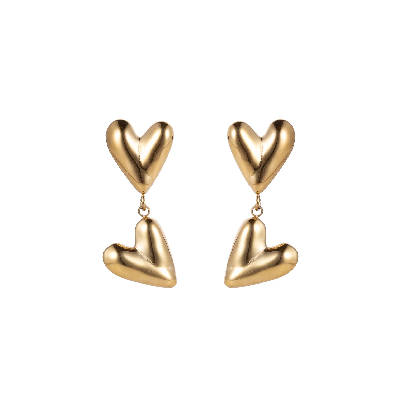 1 Pair IG Style Heart Shape Mixed Metal Inlay Titanium Steel Pearl Zircon Drop Earrings Ear Studs display picture 9