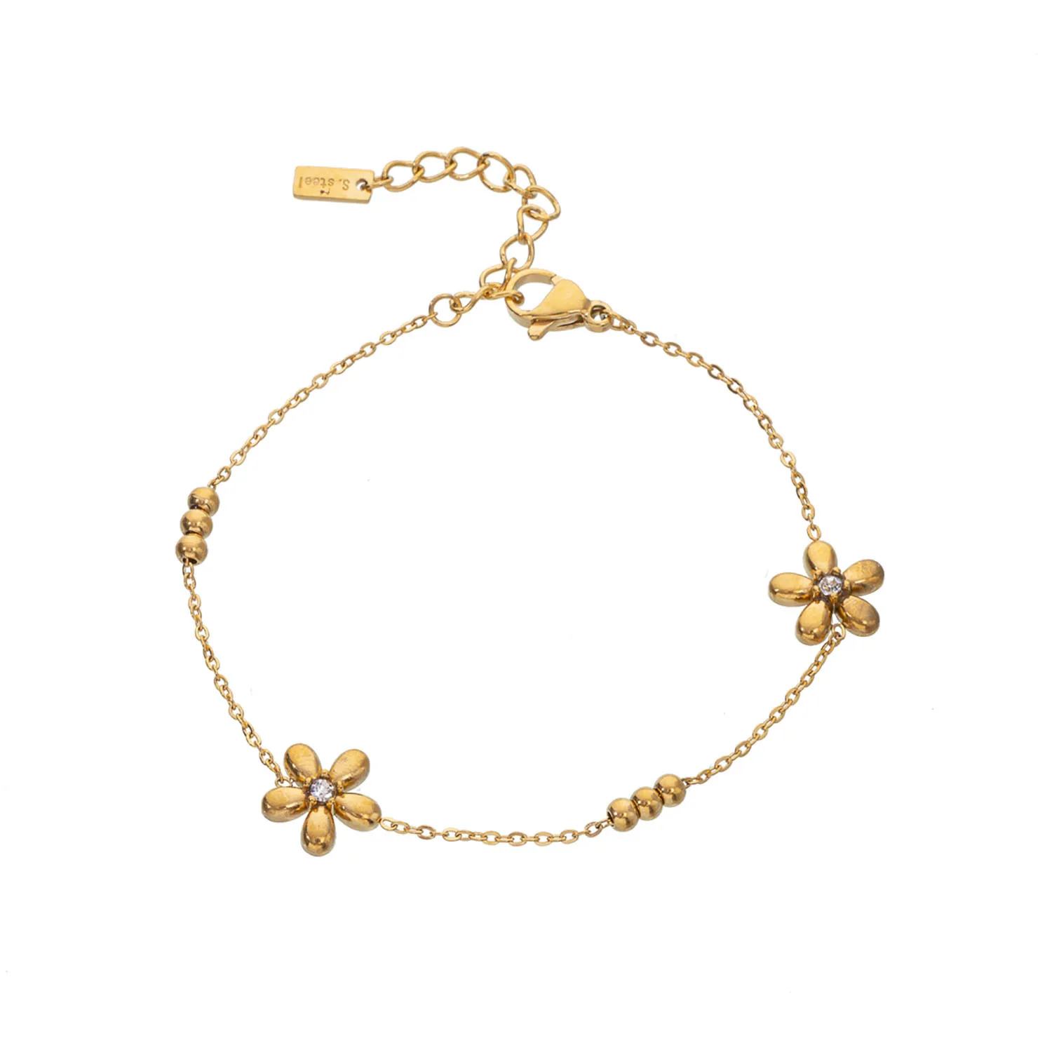 Simple Style Flower Titanium Steel Zircon Cable Chain Bracelets In Bulk display picture 6