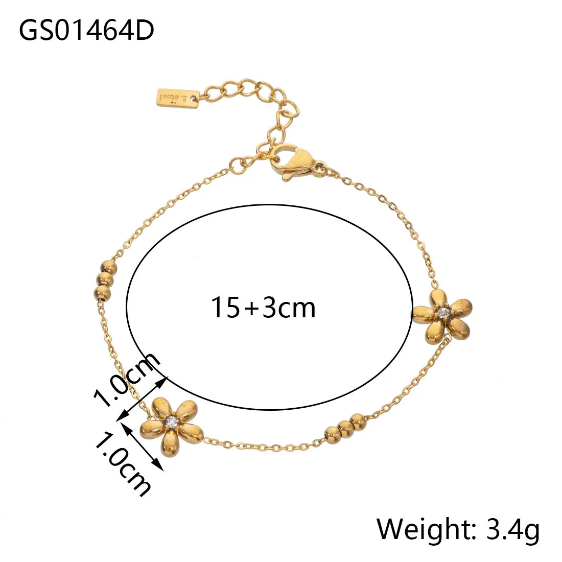Simple Style Flower Titanium Steel Zircon Cable Chain Bracelets In Bulk display picture 7