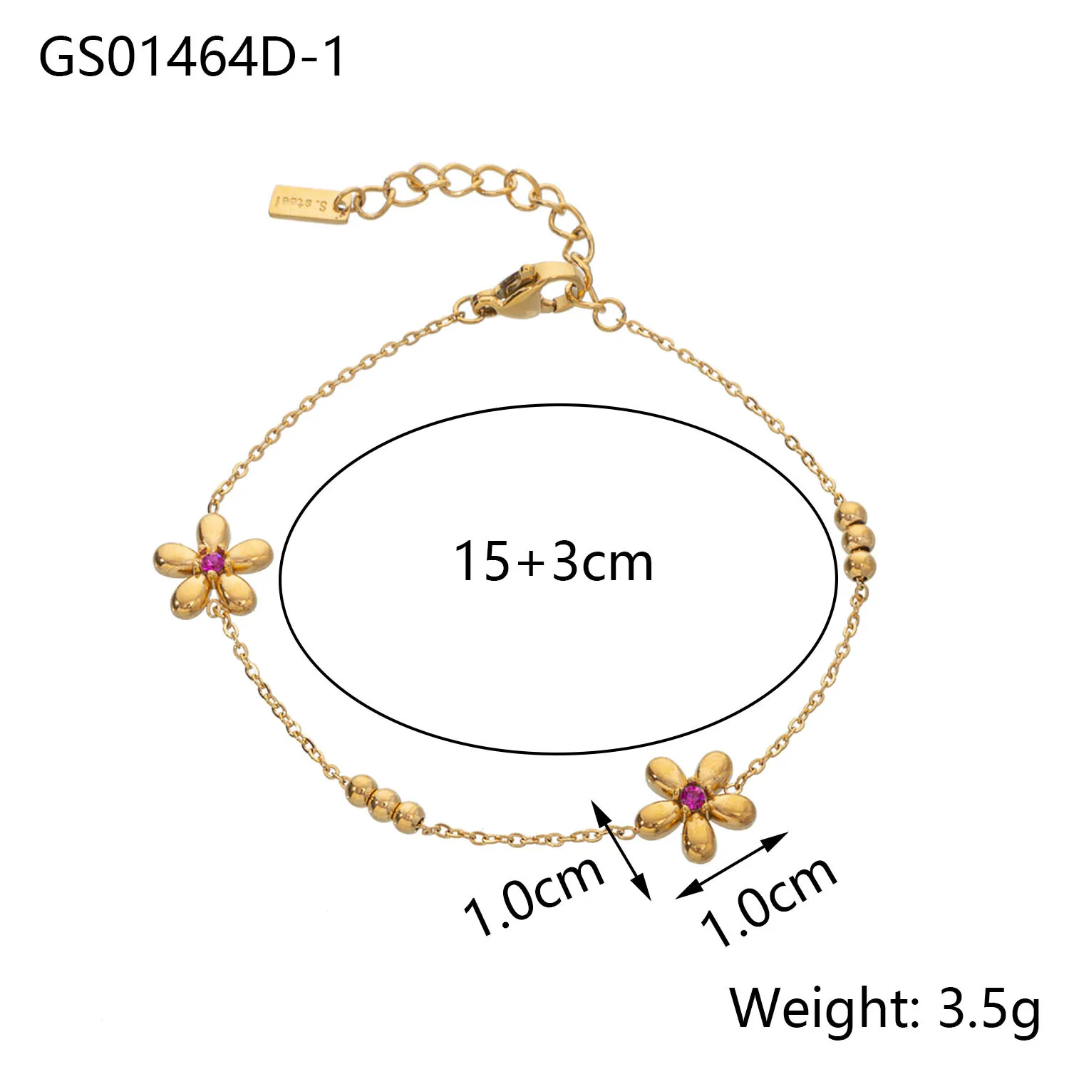Simple Style Flower Titanium Steel Zircon Cable Chain Bracelets In Bulk display picture 8