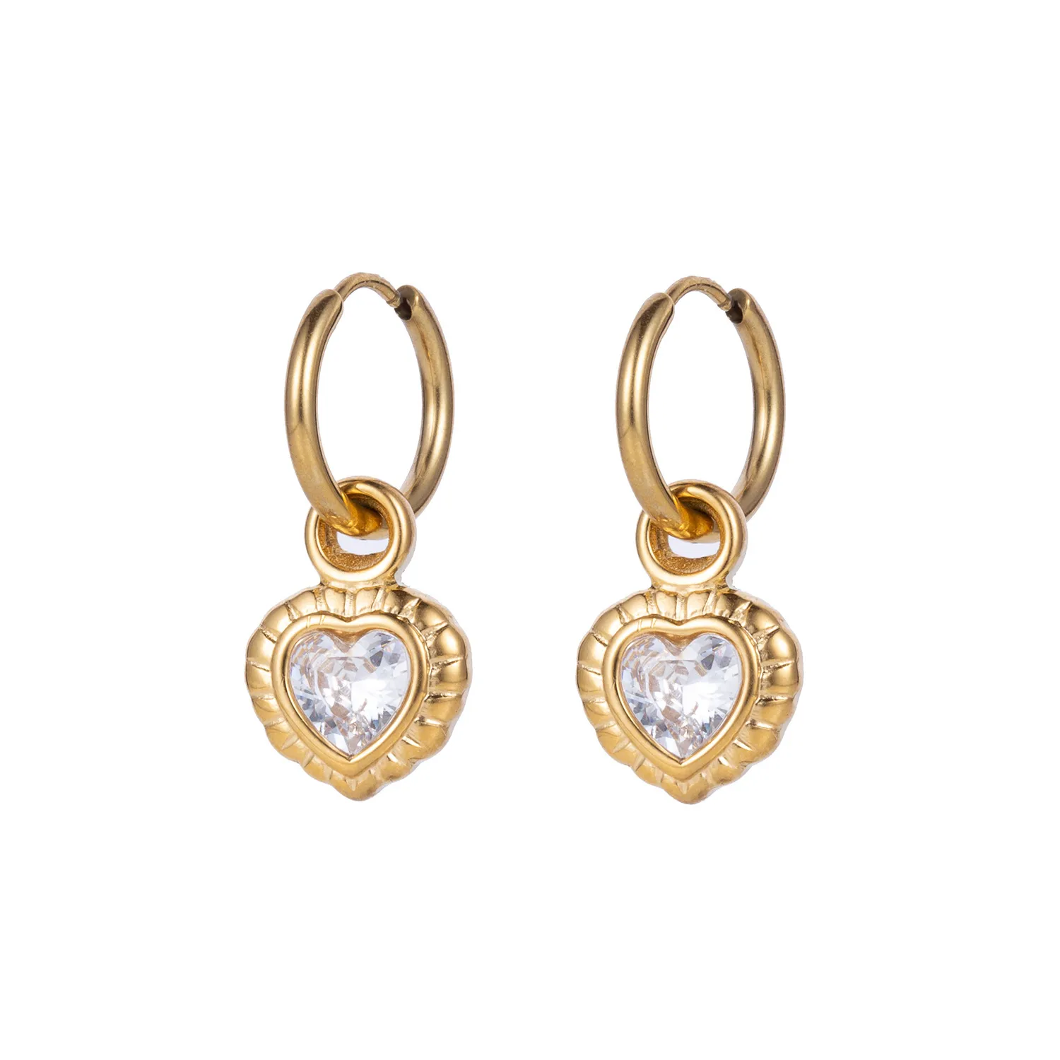 1 Pair IG Style Heart Shape Mixed Metal Inlay Titanium Steel Pearl Zircon Drop Earrings Ear Studs display picture 14