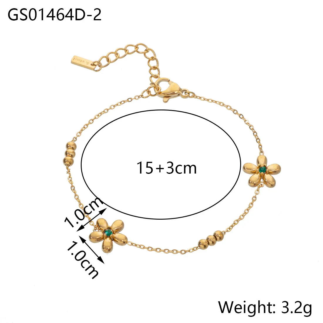Simple Style Flower Titanium Steel Zircon Cable Chain Bracelets In Bulk display picture 9