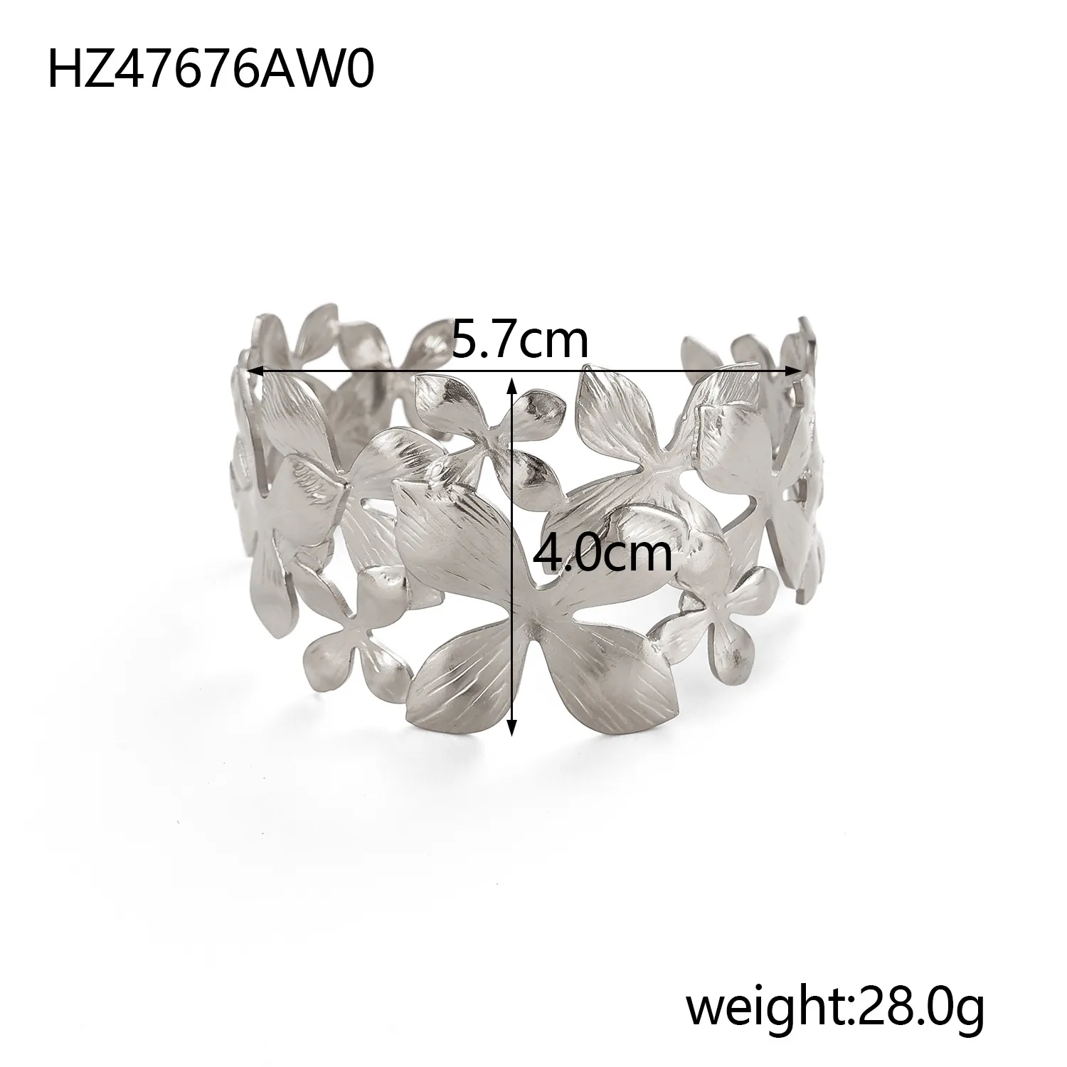 Retro Simple Style Leaves Solid Color Flower Titanium Steel Bangle In Bulk display picture 19