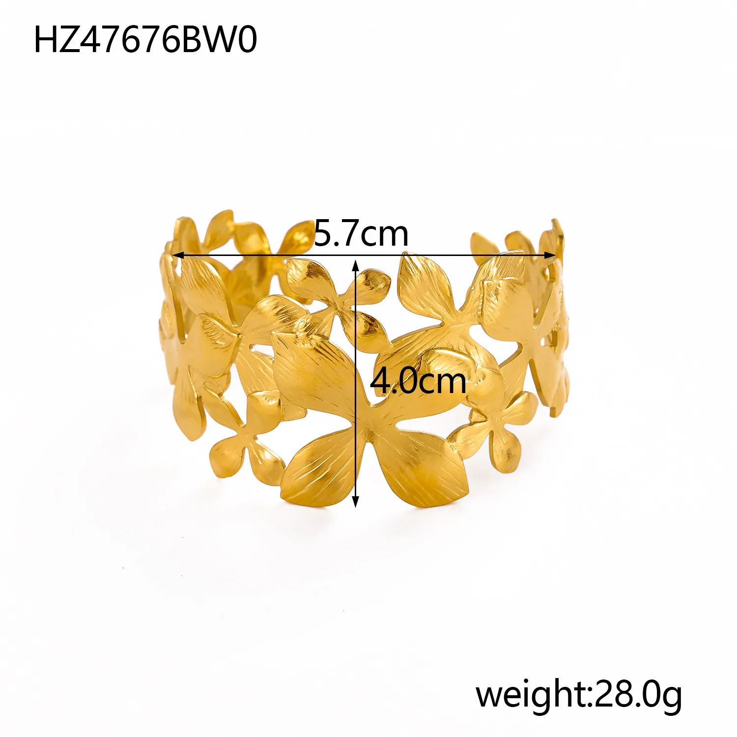 Retro Simple Style Leaves Solid Color Flower Titanium Steel Bangle In Bulk display picture 21