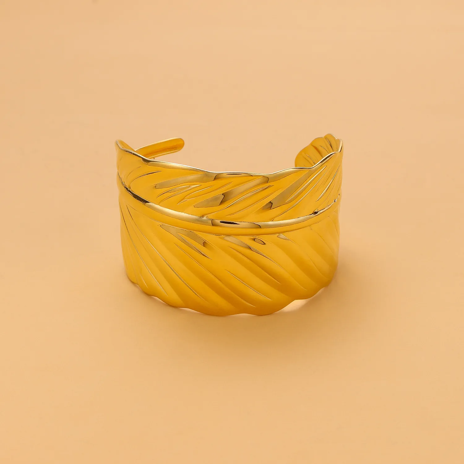 Retro Simple Style Leaves Solid Color Flower Titanium Steel Bangle In Bulk display picture 32