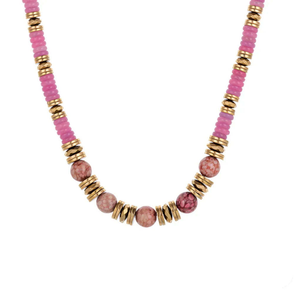 Simple Style Geometric Titanium Steel Beaded Plating Inlay Natural Stone Zircon Women's Necklace display picture 10