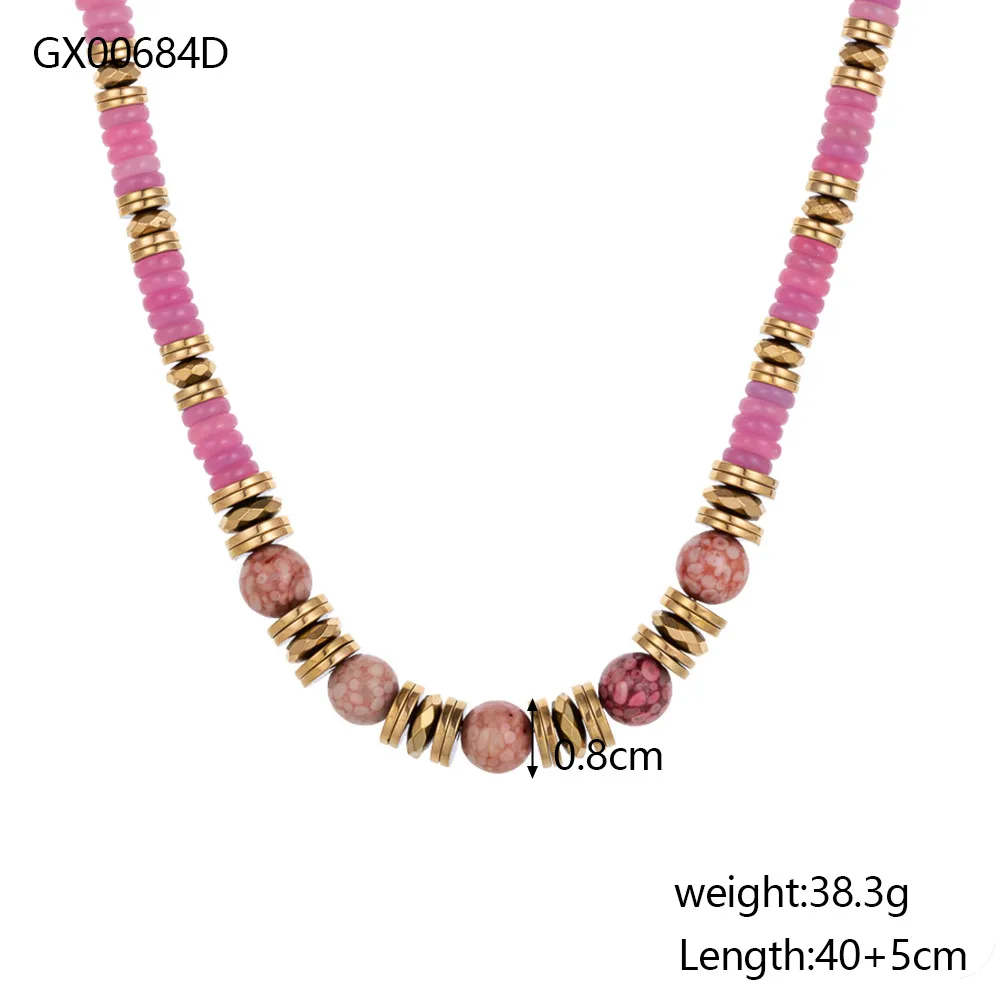 Simple Style Geometric Titanium Steel Beaded Plating Inlay Natural Stone Zircon Women's Necklace display picture 11