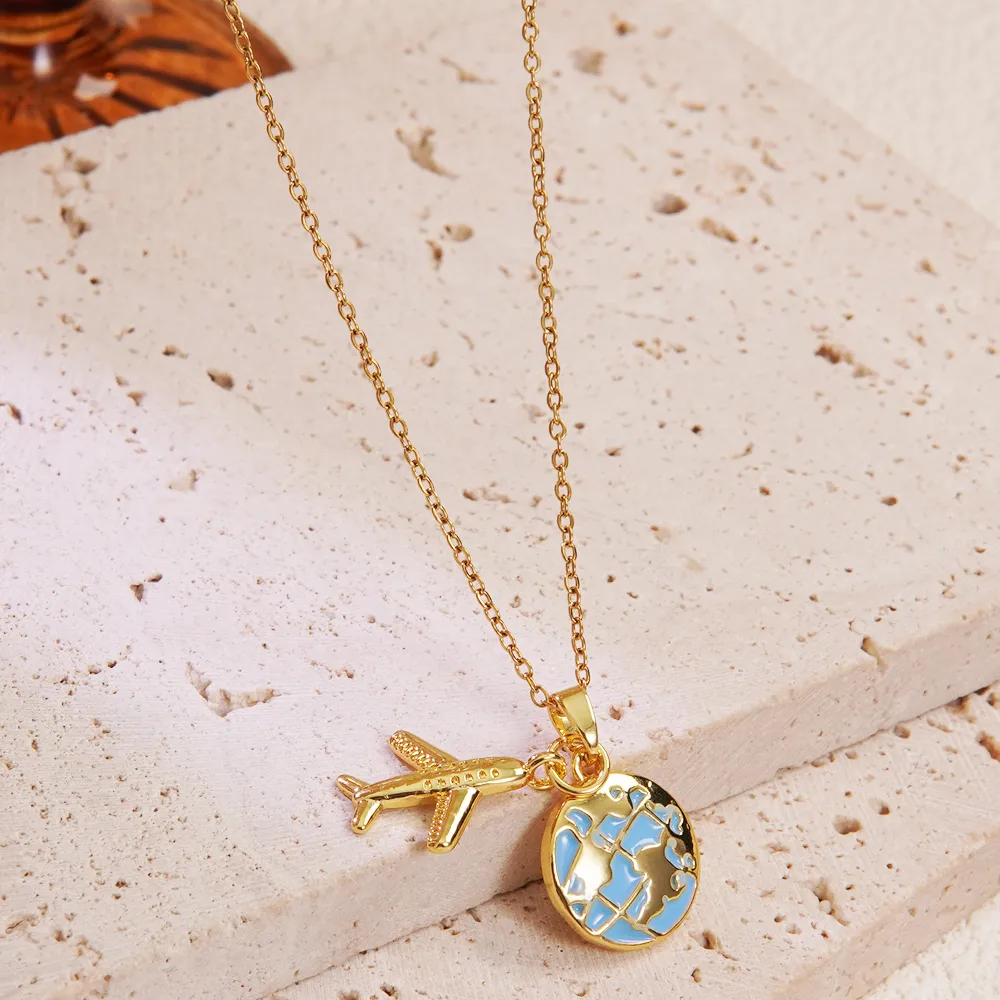 Vintage Style Classic Style Earth Travel 304 Stainless Steel Copper 18K Gold Plated Women's Pendant Necklace display picture 5