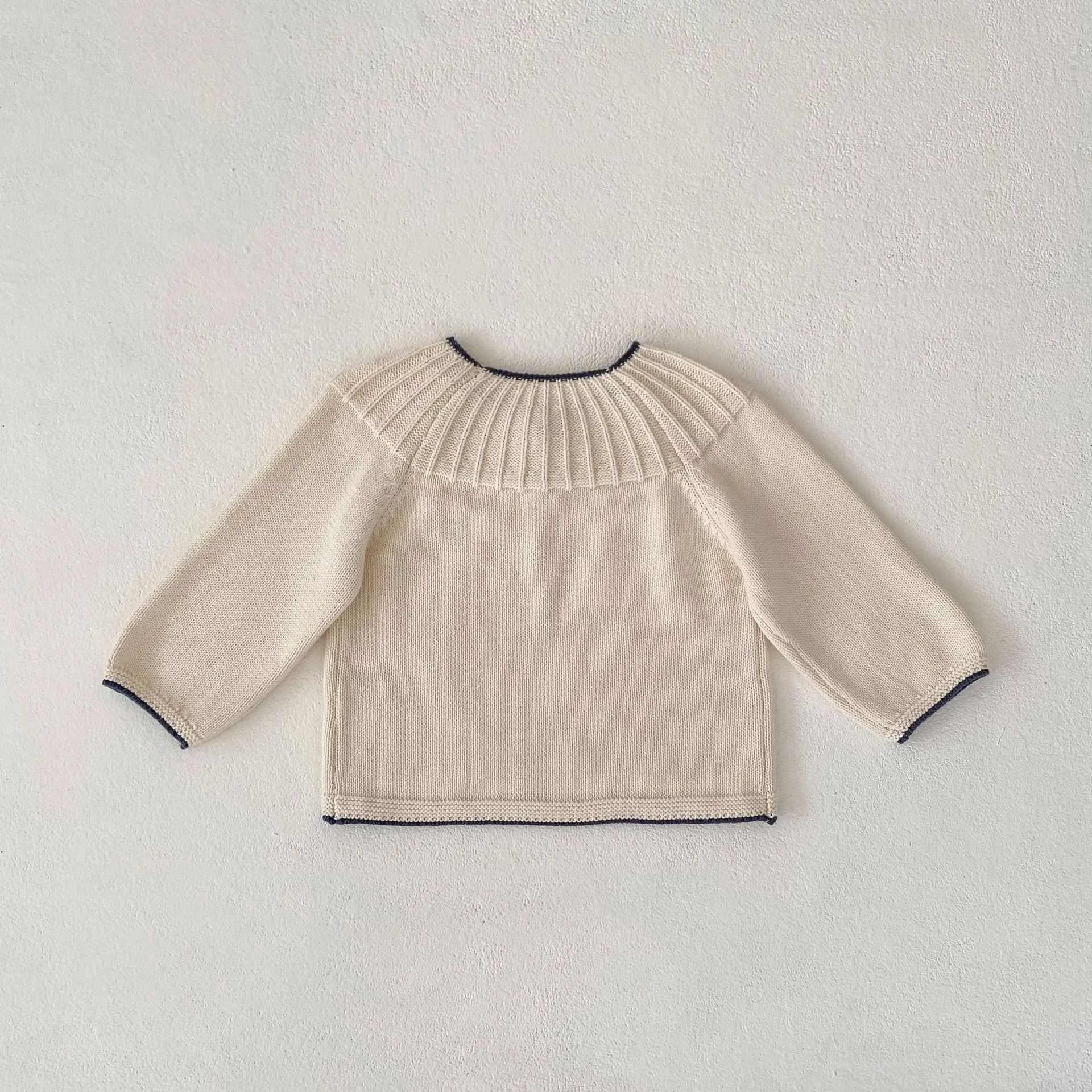 Autumn And Winter Infant Children's Sweater Suit Herringbone Jacquard Knitted Coat + Striped Stitching Knitted Trousers display picture 14