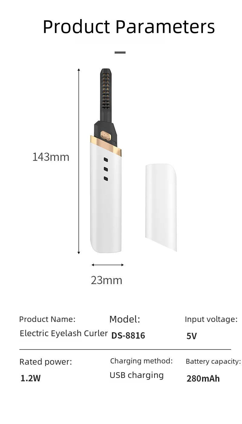 Eyelash Curler Rechargeable Electric Heating Beauty Tool Shaping Eye Curler Electric Eyelash Curler Manufacturer display picture 11