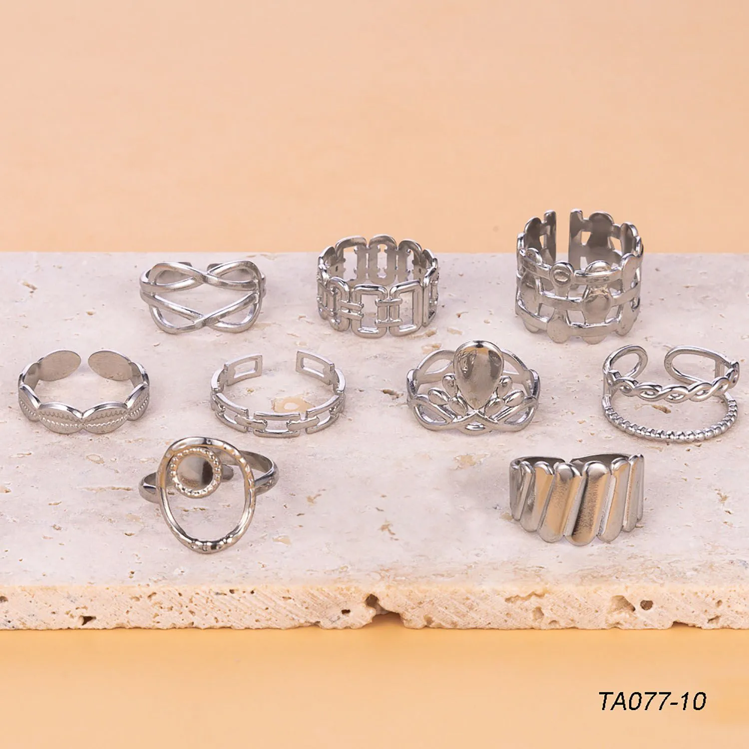 Wholesale Jewelry Simple Style Geometric Titanium Steel Hollow Out Open Rings display picture 1