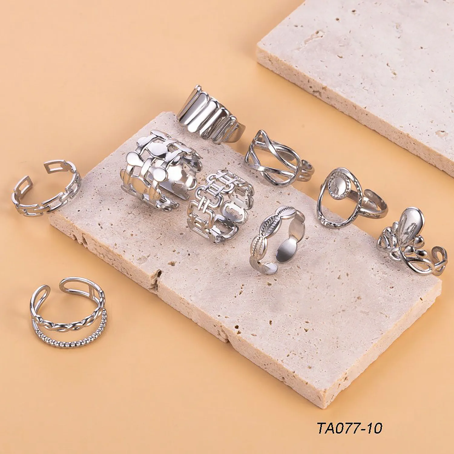 Wholesale Jewelry Simple Style Geometric Titanium Steel Hollow Out Open Rings display picture 2