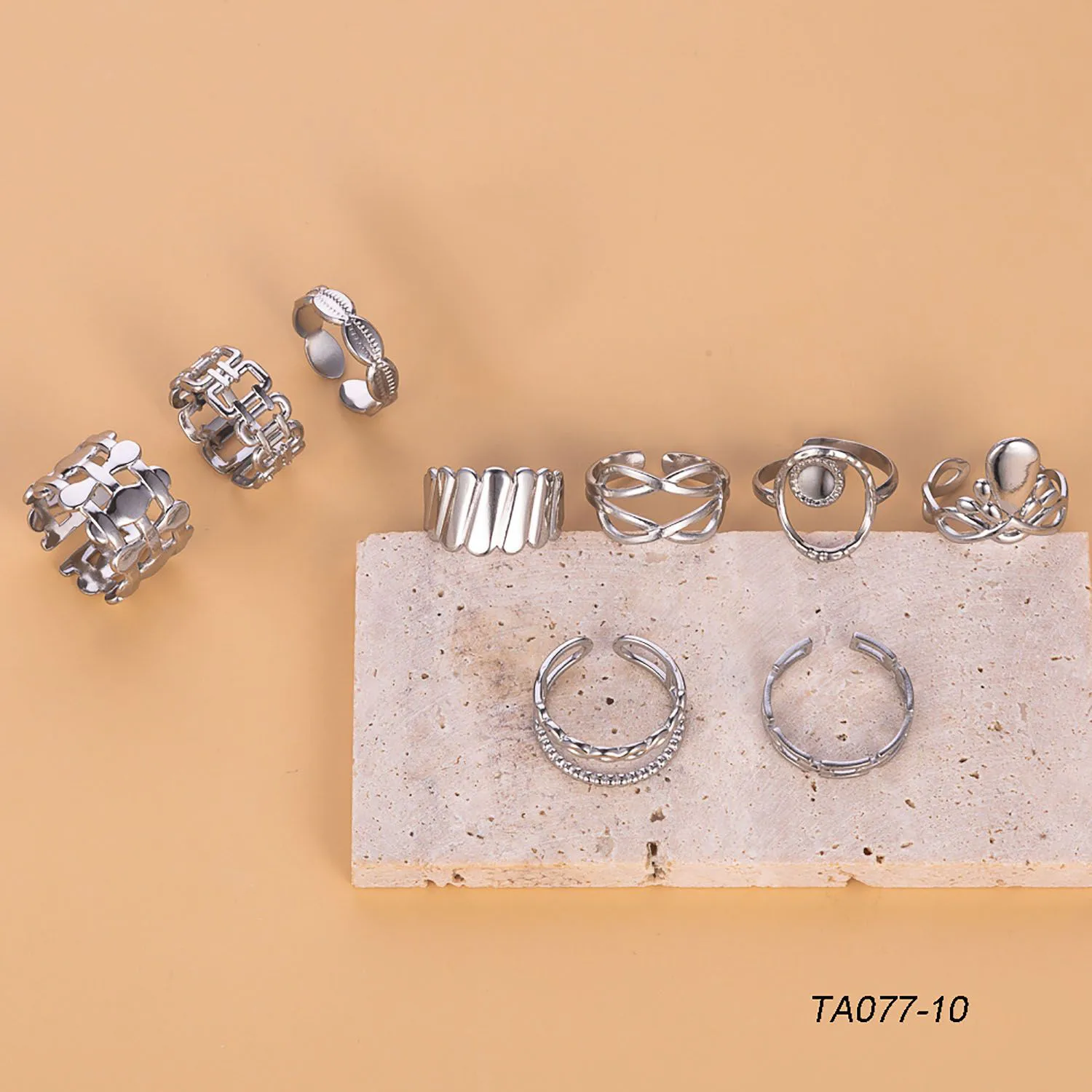 Wholesale Jewelry Simple Style Geometric Titanium Steel Hollow Out Open Rings display picture 3
