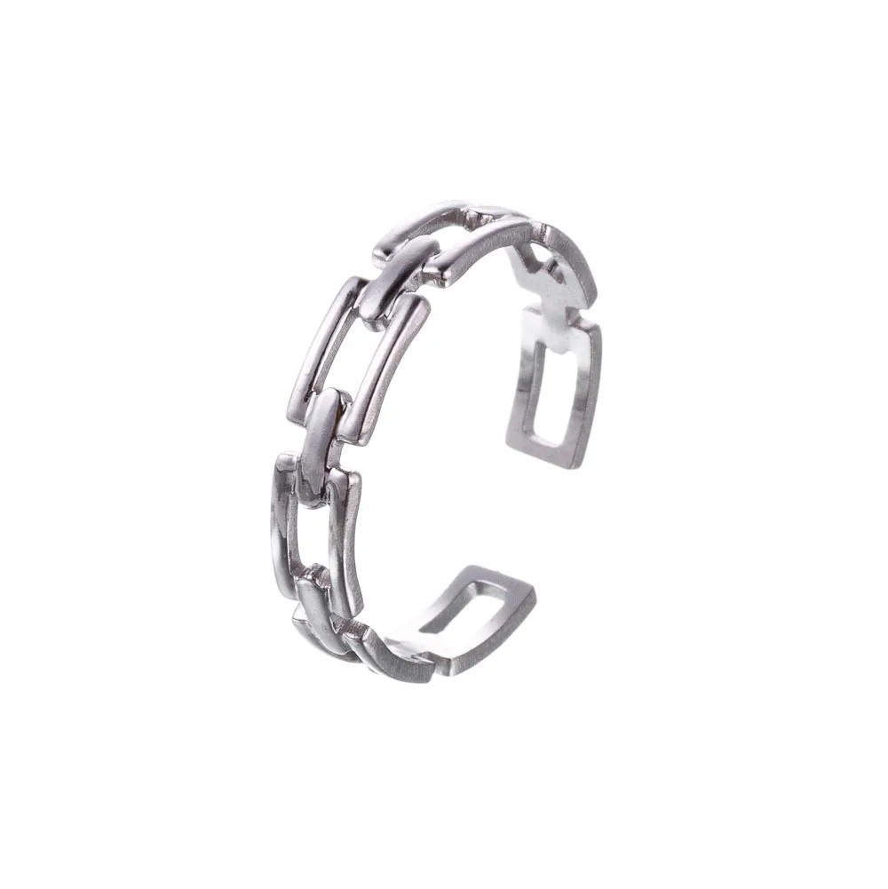 Wholesale Jewelry Simple Style Geometric Titanium Steel Hollow Out Open Rings display picture 10