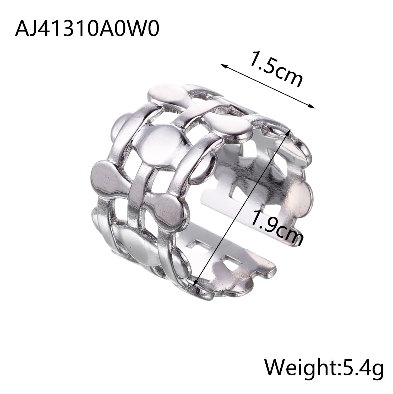 Wholesale Jewelry Simple Style Geometric Titanium Steel Hollow Out Open Rings display picture 13