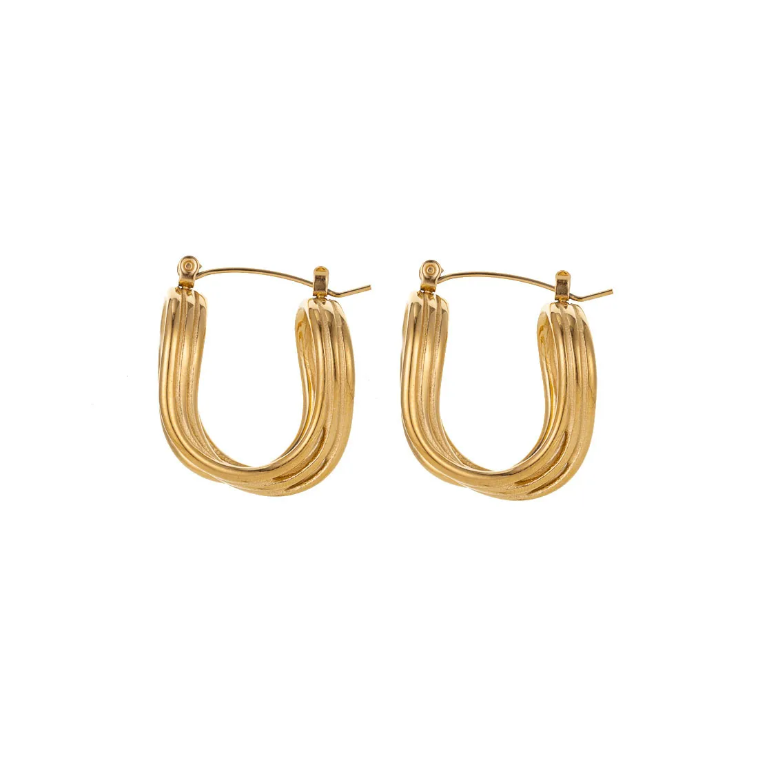 1 Pair Simple Style Geometric 304 Stainless Steel 14K Gold Plated Ear Studs display picture 7