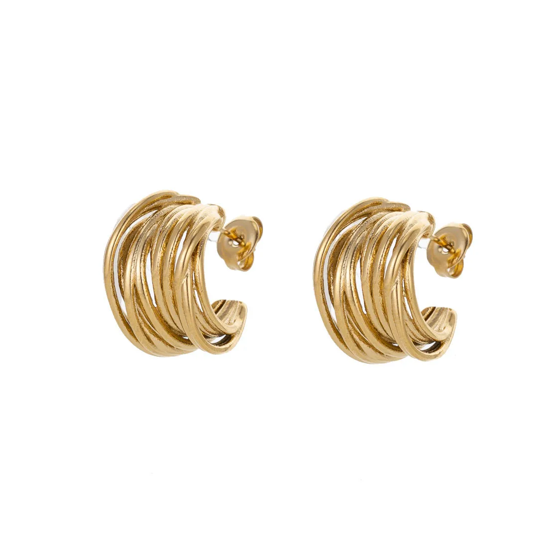1 Pair Simple Style Geometric 304 Stainless Steel 14K Gold Plated Ear Studs display picture 10