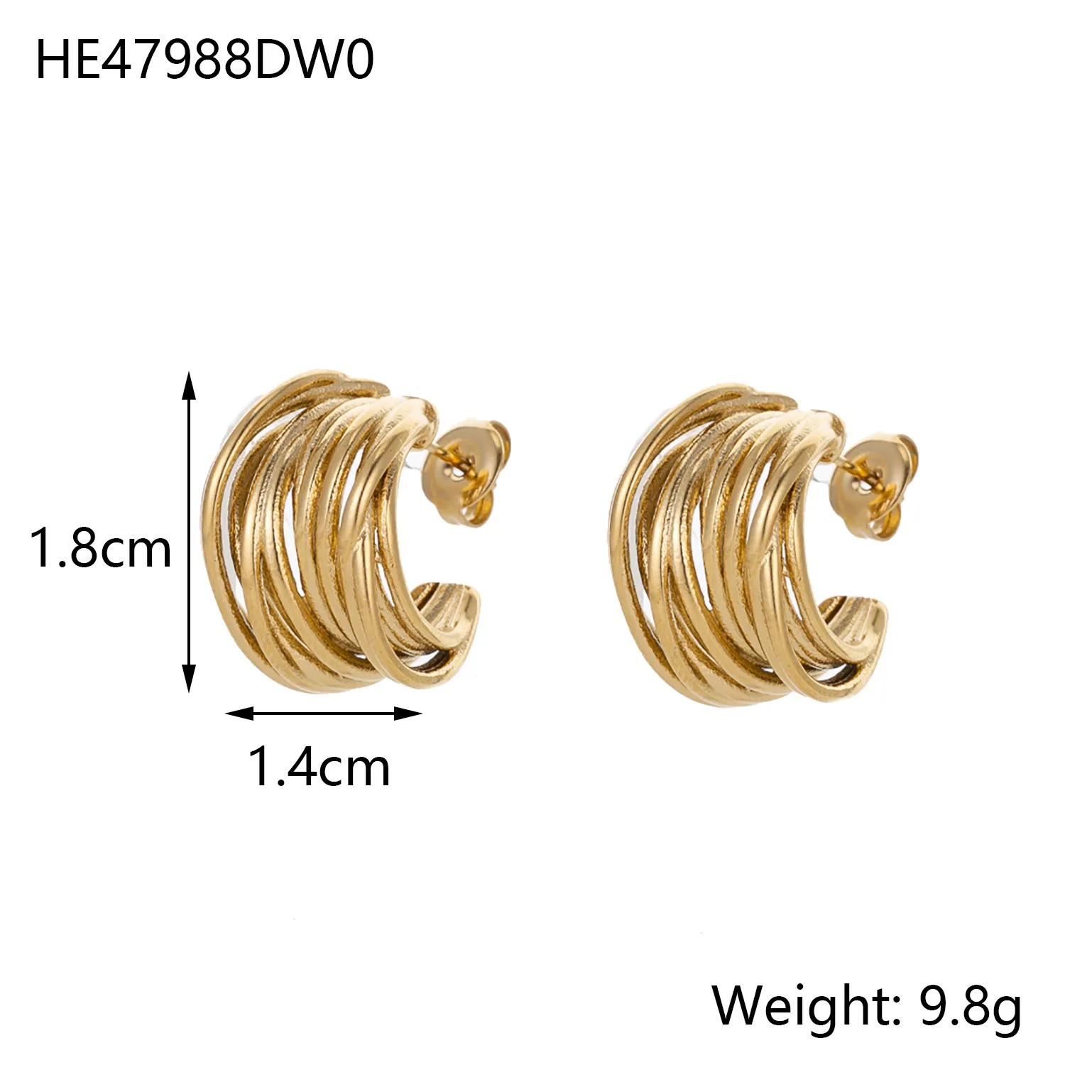 1 Pair Simple Style Geometric 304 Stainless Steel 14K Gold Plated Ear Studs display picture 17