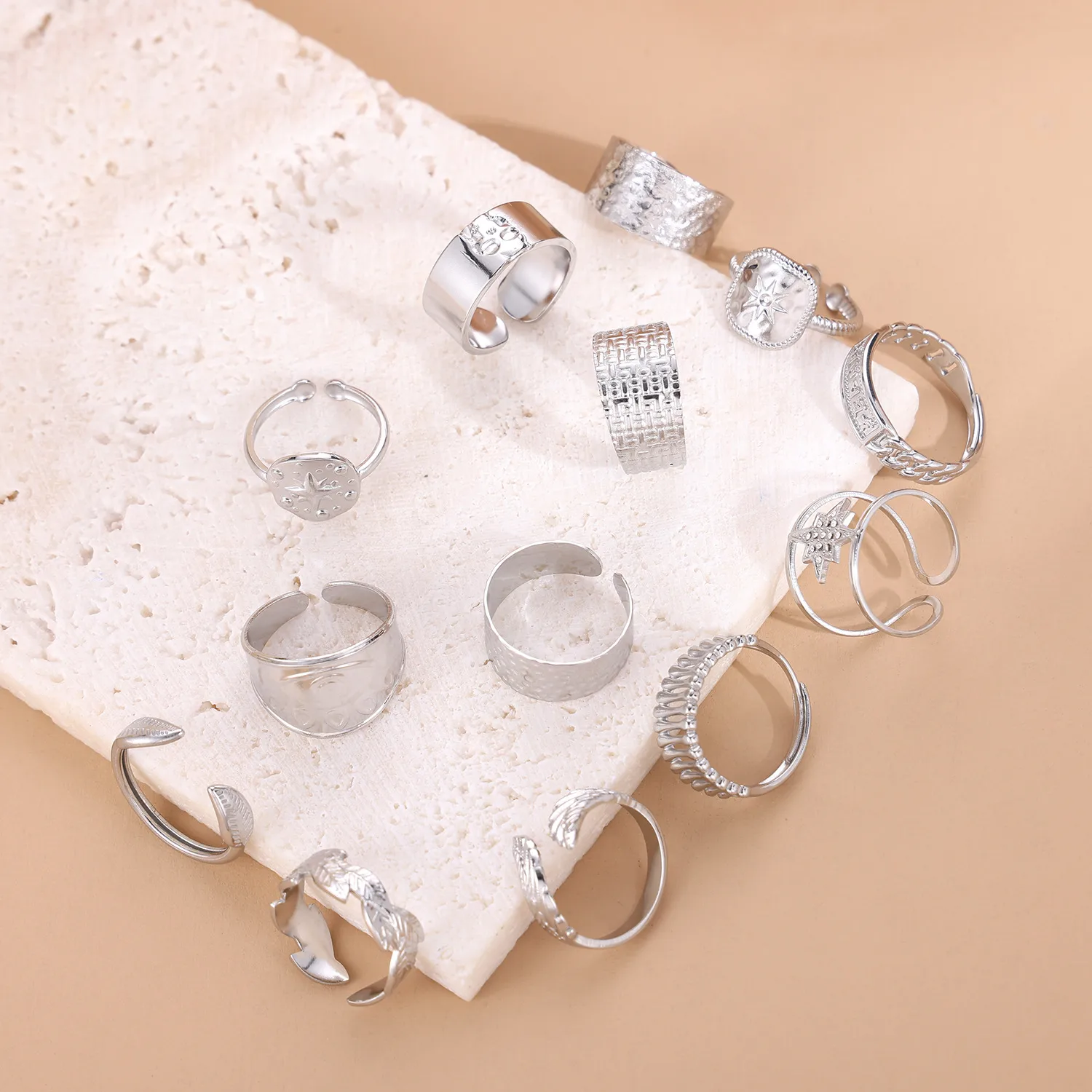 Wholesale Jewelry Simple Style Geometric Titanium Steel Zircon Plating Inlay Open Rings display picture 1
