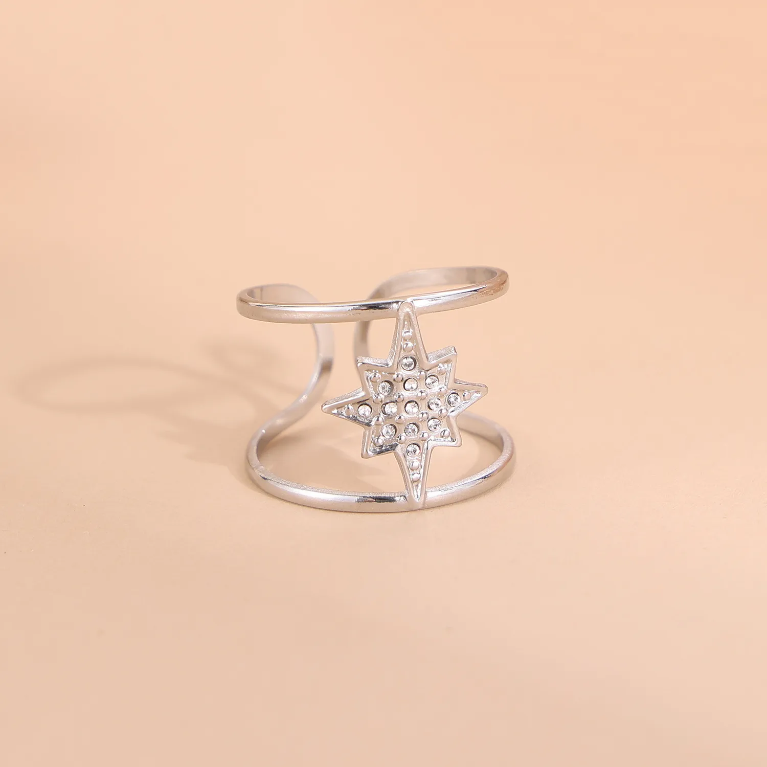Wholesale Jewelry Simple Style Geometric Titanium Steel Zircon Plating Inlay Open Rings display picture 42