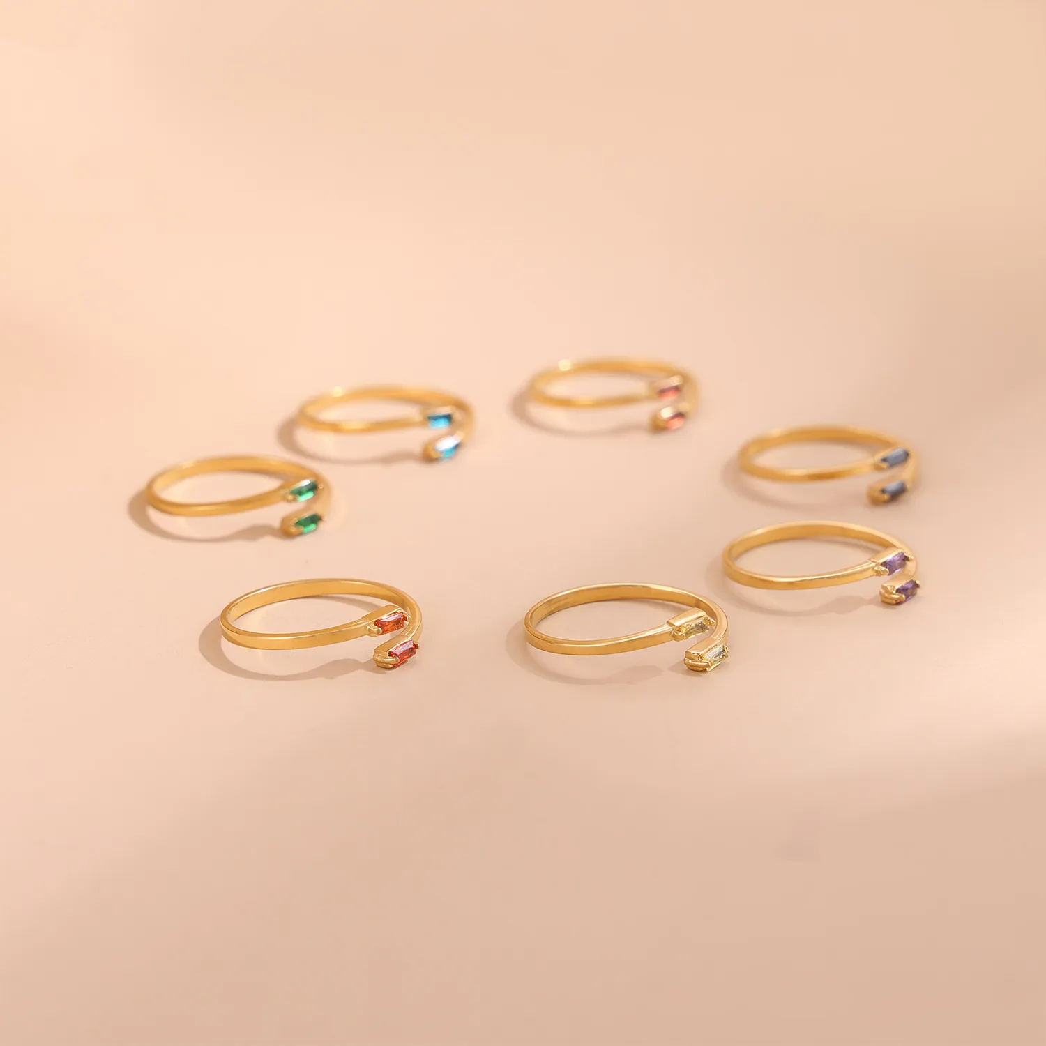 Wholesale Jewelry Simple Style Geometric Titanium Steel Zircon Plating Inlay Open Rings display picture 3