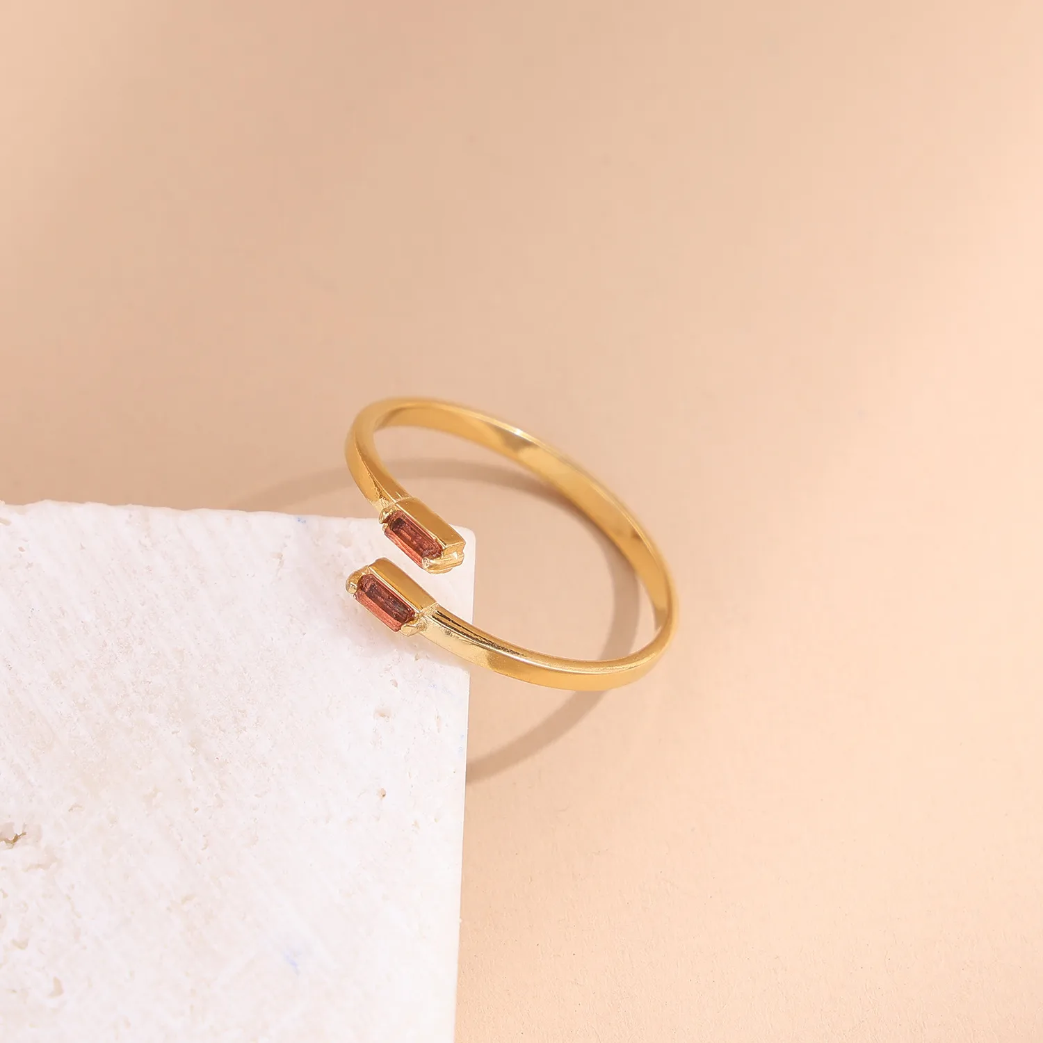 Wholesale Jewelry Simple Style Geometric Titanium Steel Zircon Plating Inlay Open Rings display picture 6