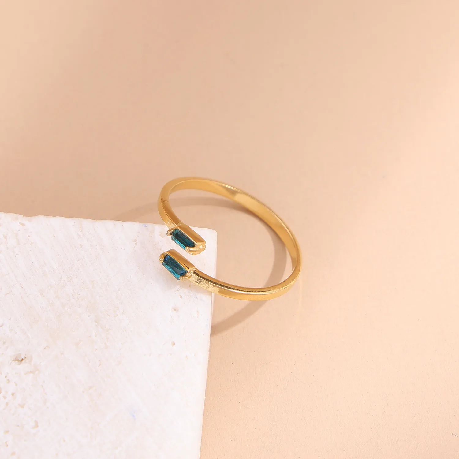 Wholesale Jewelry Simple Style Geometric Titanium Steel Zircon Plating Inlay Open Rings display picture 8