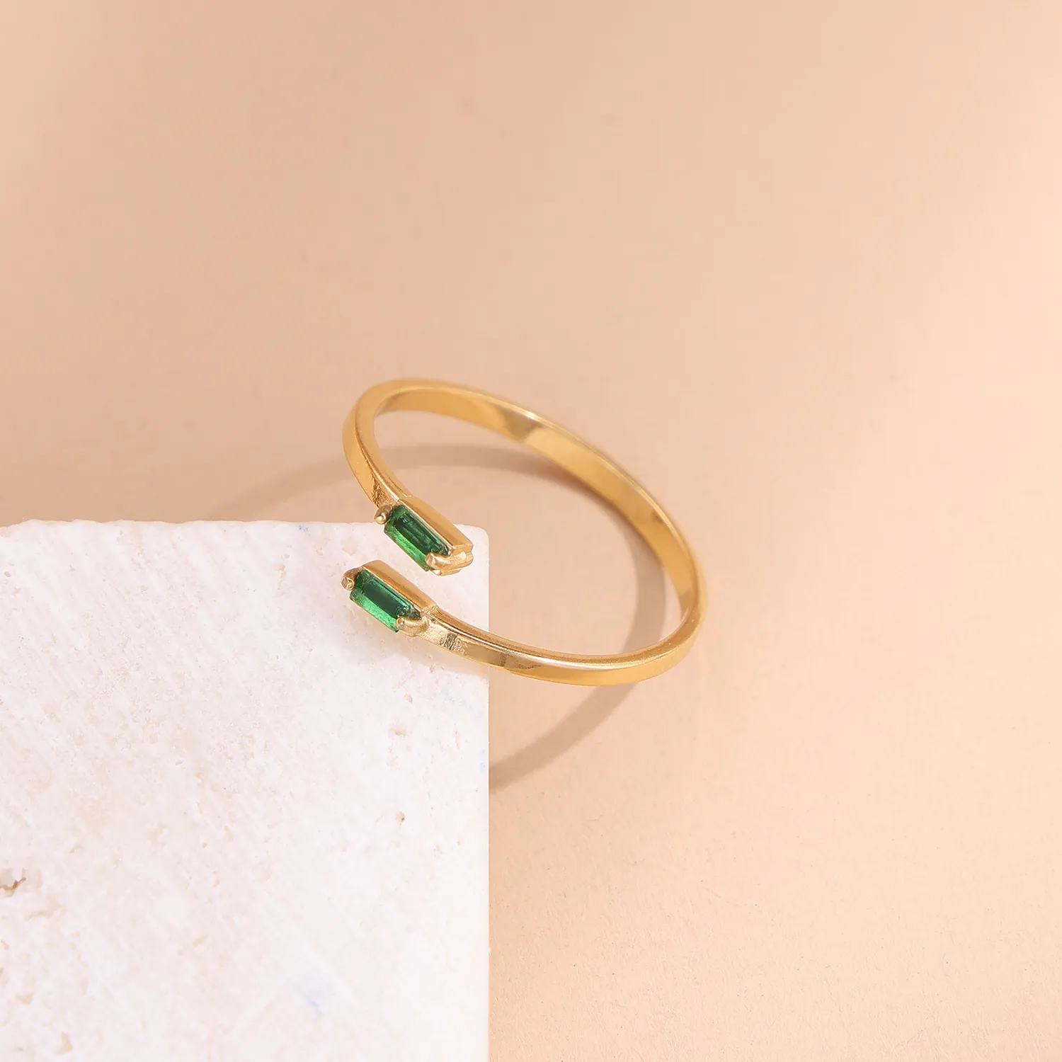 Wholesale Jewelry Simple Style Geometric Titanium Steel Zircon Plating Inlay Open Rings display picture 10
