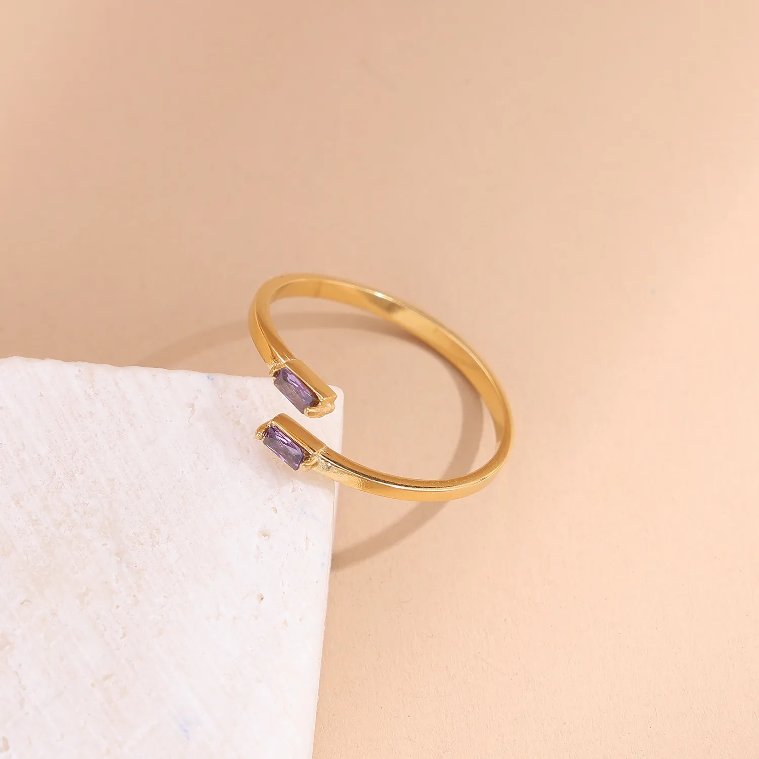 Wholesale Jewelry Simple Style Geometric Titanium Steel Zircon Plating Inlay Open Rings display picture 12