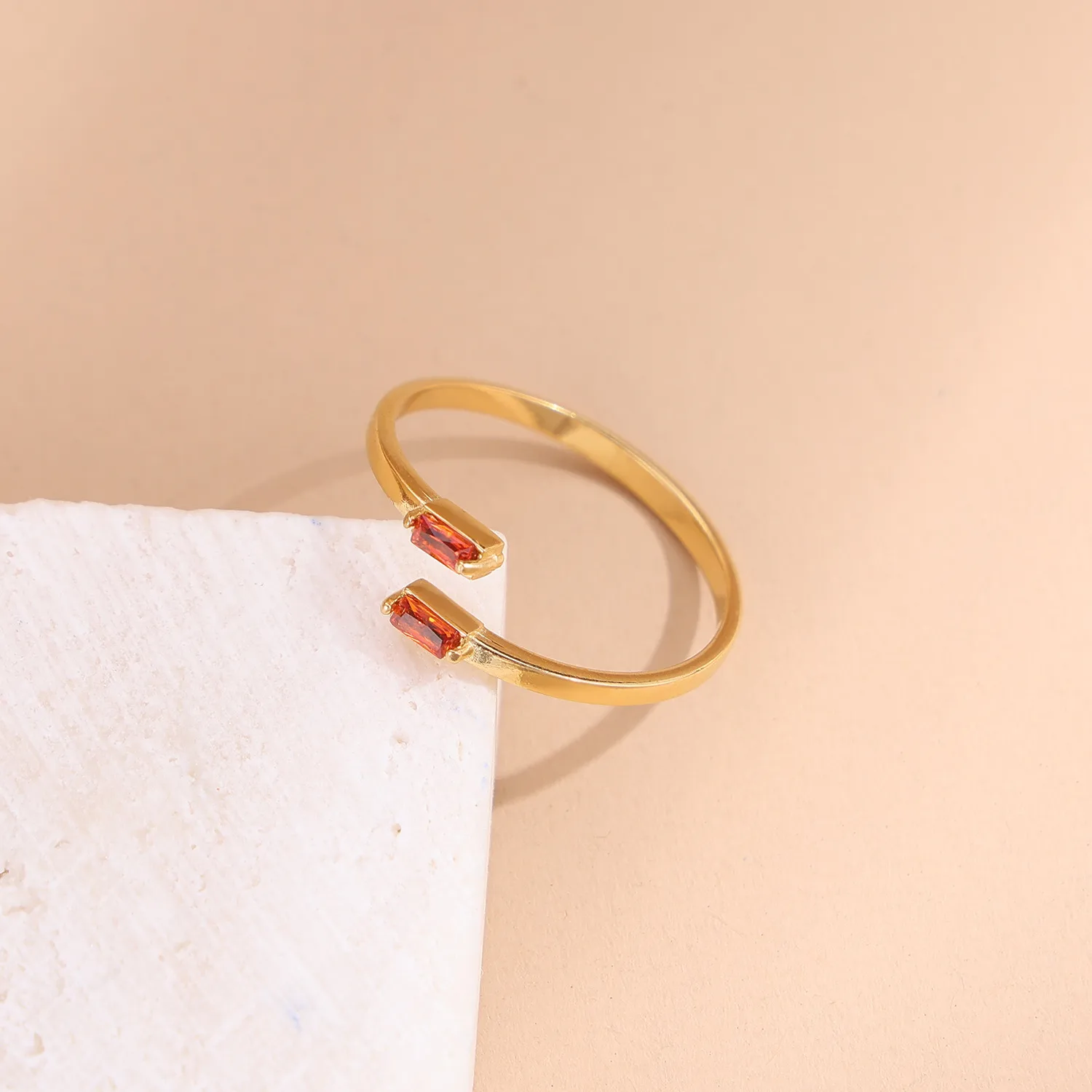 Wholesale Jewelry Simple Style Geometric Titanium Steel Zircon Plating Inlay Open Rings display picture 14