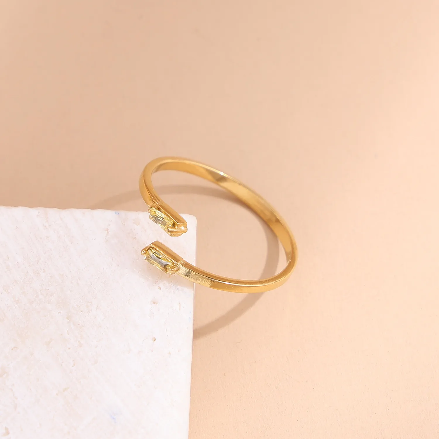 Wholesale Jewelry Simple Style Geometric Titanium Steel Zircon Plating Inlay Open Rings display picture 16