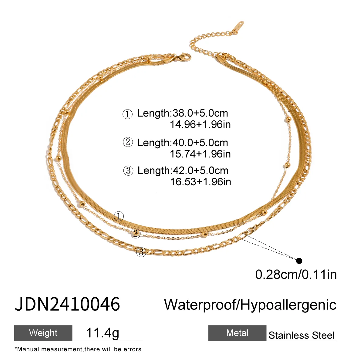 Modern Style Simple Style Solid Color 304 Stainless Steel Women's Three Layer Necklace display picture 5