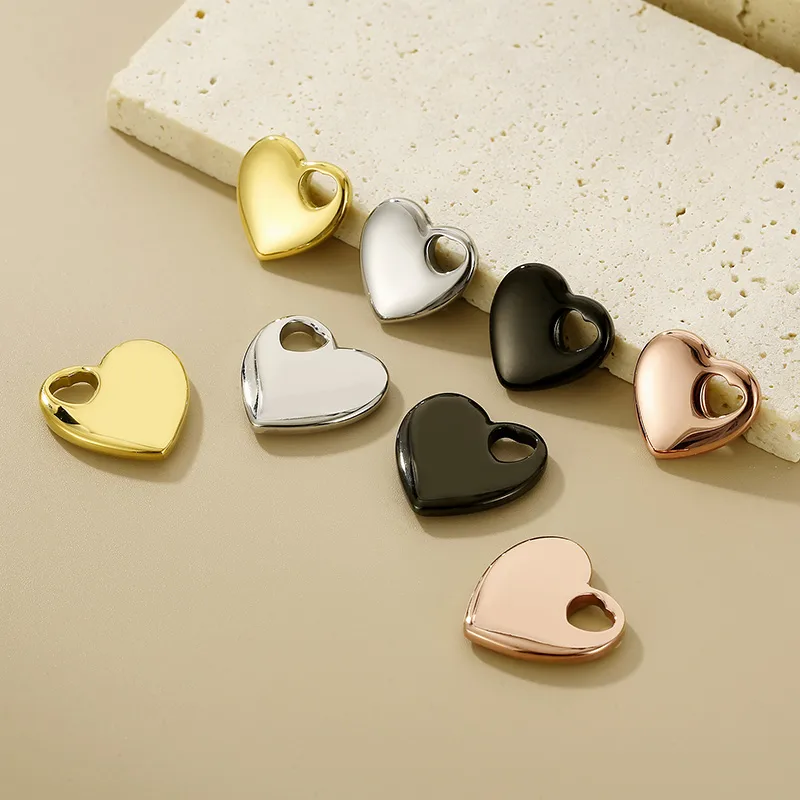1 Piece Titanium Steel 18K Gold Plated Heart Shape Polished Pendant display picture 3