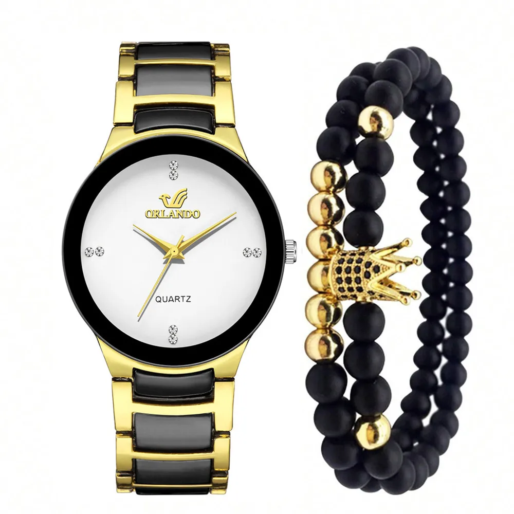 Business Simple Style Crown Double Side Snaps Quartz Men's Watches display picture 3
