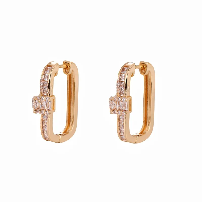 1 Pair Simple Style Geometric Plating Copper Hoop Earrings display picture 1