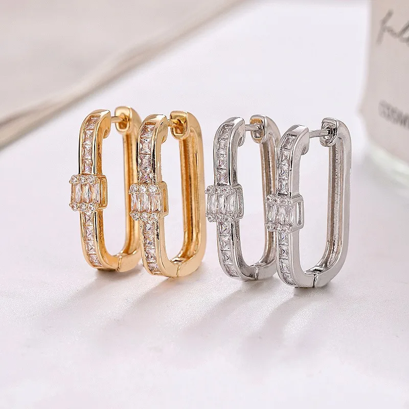 1 Pair Simple Style Geometric Plating Copper Hoop Earrings display picture 4