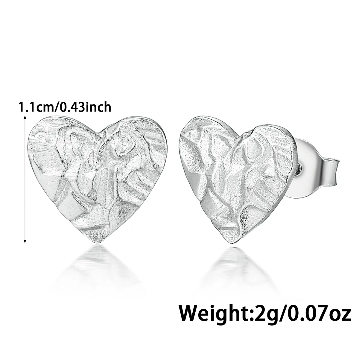 1 Pair 18K Gold Plated White Gold Plated 925 Sterling Silver Heart Shape Ear Studs display picture 1