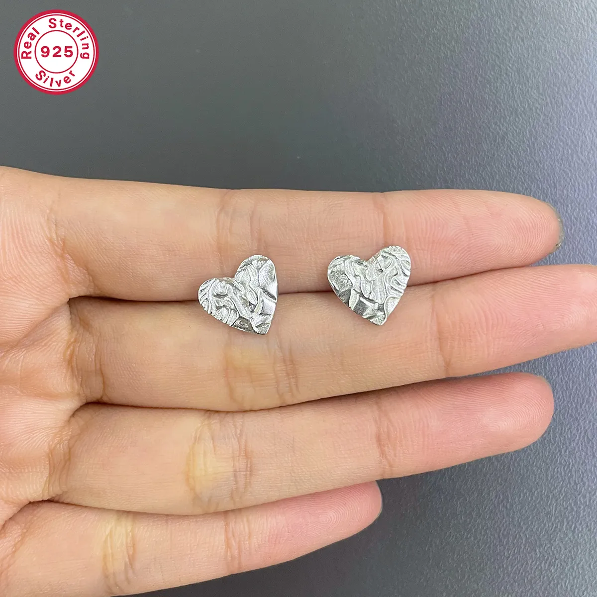 1 Pair 18K Gold Plated White Gold Plated 925 Sterling Silver Heart Shape Ear Studs display picture 6