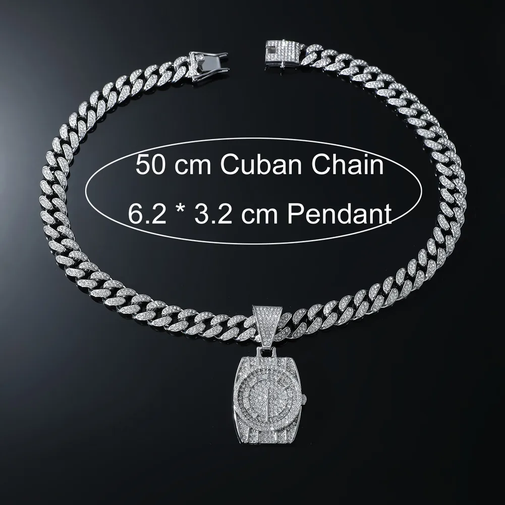 Hip-Hop Punk Clock Alloy Inlay Rhinestones Men's Pendant Necklace Necklace Pendant display picture 7