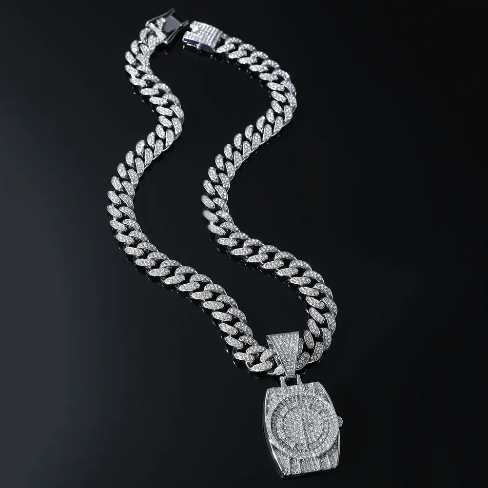 Hip-Hop Punk Clock Alloy Inlay Rhinestones Men's Pendant Necklace Necklace Pendant display picture 8